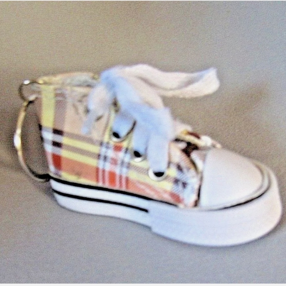 PLAID MULTI COLORED HIGH TOP SNEAKER keychain